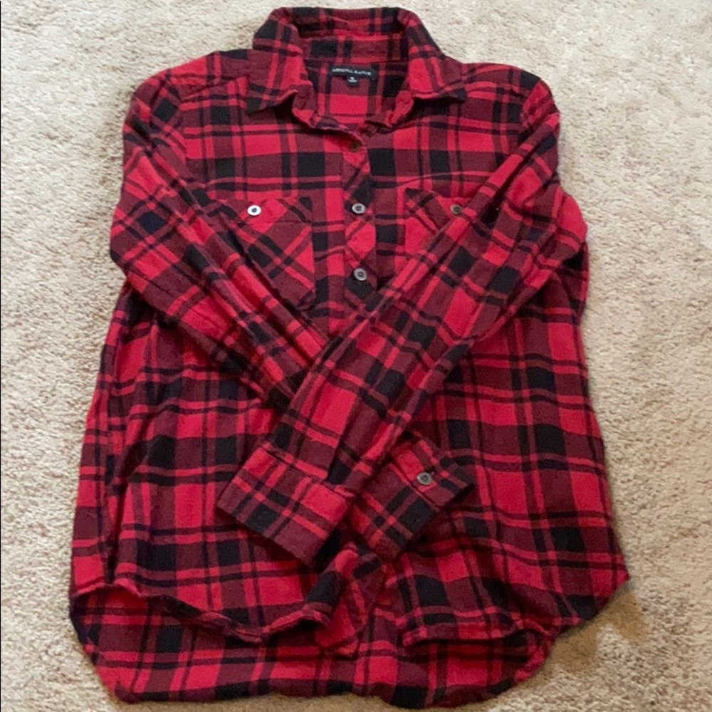 Kendall & Kylie Red Plaid button down
